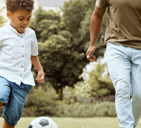 a kid playing soccer