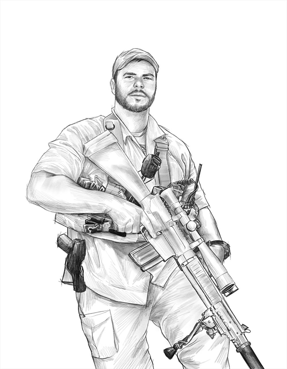 US Army sketch, US Army portrait.